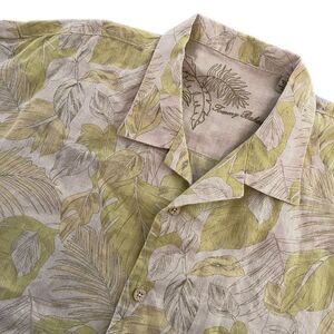 Tommy Bahama Yellow Green Hawaiian‎ 100% Linen Short Sleeve Button Up XLarge